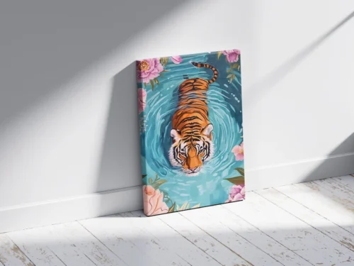 Majestic Tiger Canvas Wall Art | Vibrant Tiger Painting-14x20 Inch