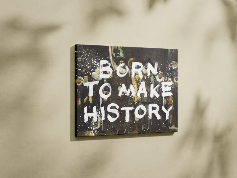 Born To Make History - Motivational Canvas Wall Art – Modern Frame -14x20 Inch