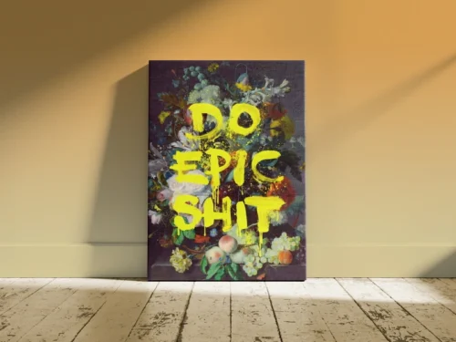Do Epic Shit Motivational Canvas Wall Art – Bold Inspirational Quote Frame -14x20 Inch