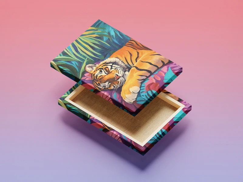 Majestic Resting Tiger Canvas Wall Art – Premium Jungle Wildlife Painting -14x20 Inch - Image 4